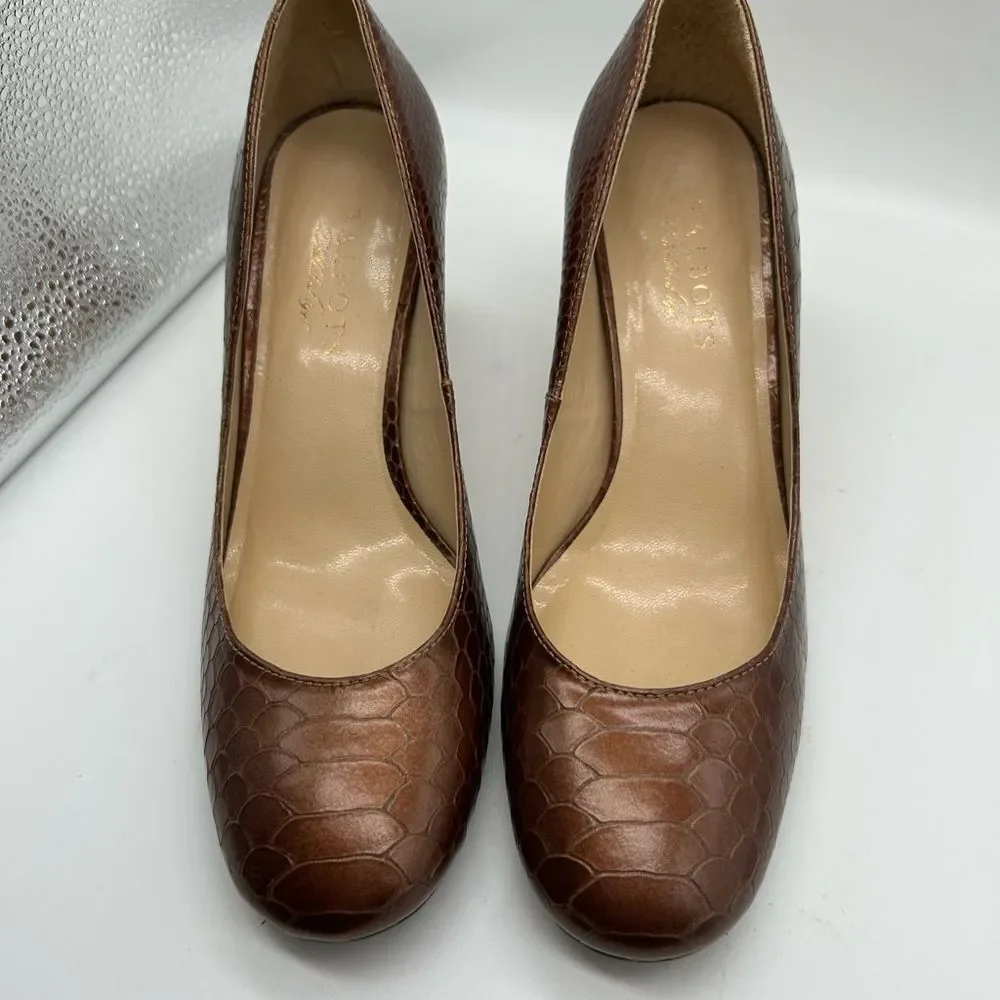 Talbots Leather Snakeskin Pumps in Bronze Size 7B